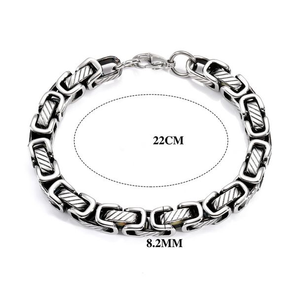 Women's Jewelry Stainless Steel Fashion Trend Retro Byzantine Chain Black Plated Polished Hip Hop Square Titanium Steel Men's Trend Bracelet_ipsvogv.com