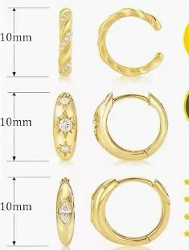 Real Gold Brass Electroplating, Hot Selling Across, Cute Luxury Earrings With Zircon Stars And Butterflies, Three Piece Set_ipsvogv.com