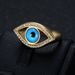 Hot Selling Stainless Steel Gold Plated Inlaid Diamond Blue Angel Eye Hip Hop Men's Ring_ipsvogv.com