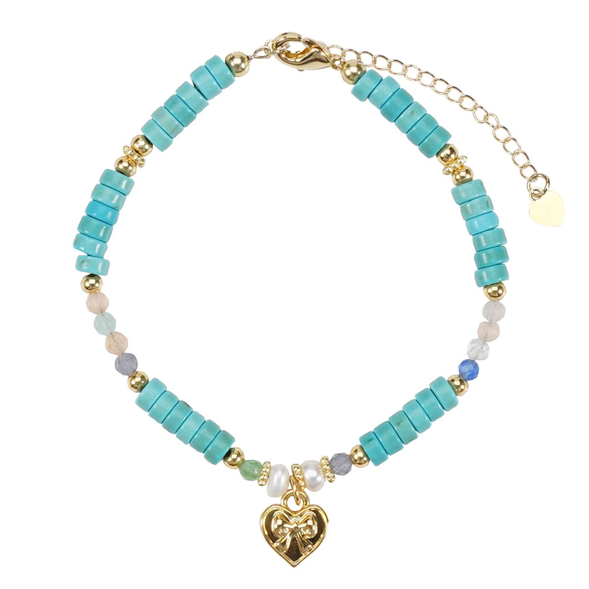 Love Bow Crystal Turquoise Natural Stone Bracelet Bracelet Adjustable_ipsvogv.com