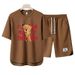 Men's Clothing 2024 Waffle Casual Summer Suit Men's Loose Teen Short sleeved T shirt Shorts Handsome Two piece Suit_ipsvogv.com