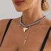 High Elegance Spray Painted Glass Bead Necklace Pentagram Love Pendant Tassel Clavicle Chain_ipsvogv.com