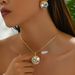 Korean Minimalist Jewelry Set - Geometric Earrings & Necklace With Gemstone Accents, Dainty Irregular Design For Women_ipsvogv.com