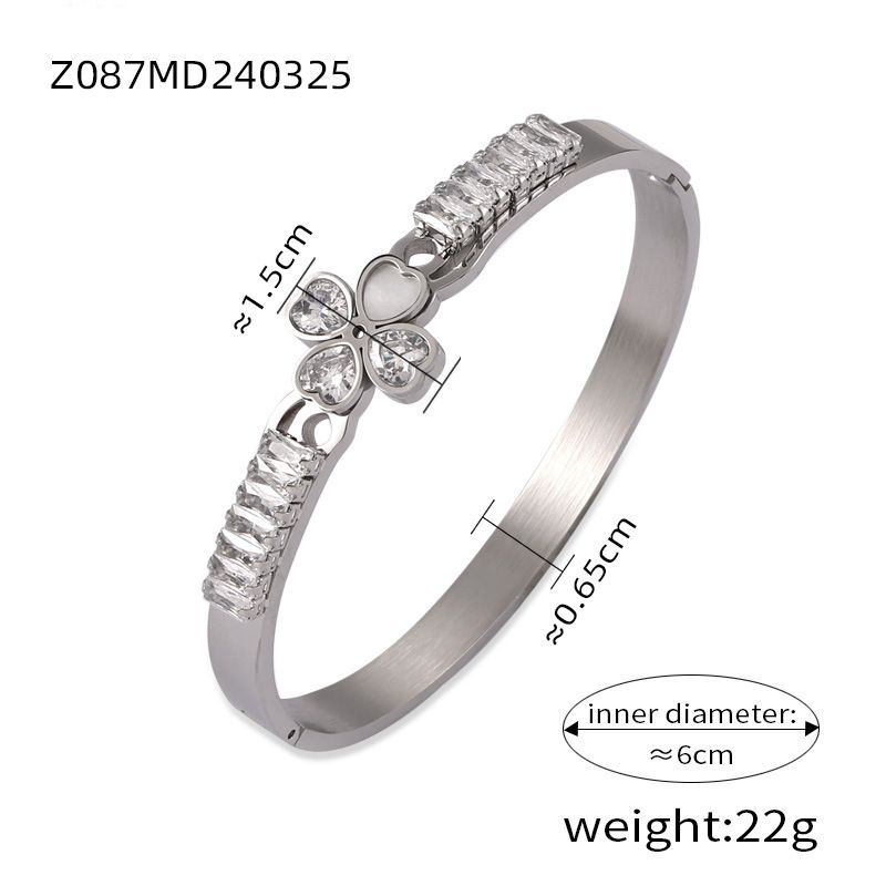 New Titanium Steel For Women, High Grade, Non Fading, Light Luxury Bracelet With Diamond Inlaid, White Beimu, Unique_ipsvogv.com