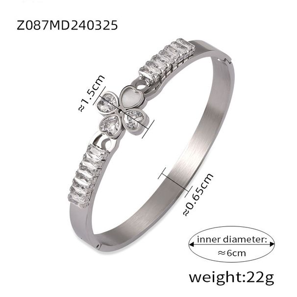 New Titanium Steel For Women, High Grade, Non Fading, Light Luxury Bracelet With Diamond Inlaid, White Beimu, Unique_ipsvogv.com