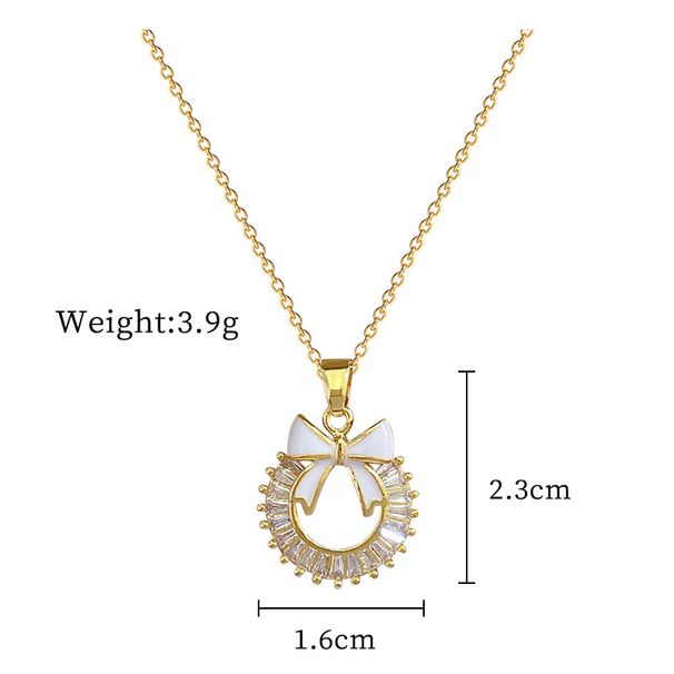 【 Titanium Steel 】 Micro Inlaid Necklace Earring Light Luxury Circular Bow Personalized Atmosphere Banquet Earrings And_ipsvogv.com