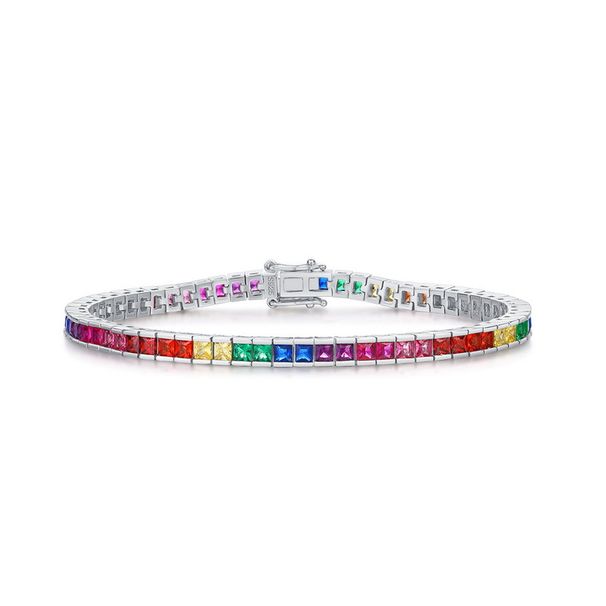 new Rainbow Zircon Bracelet Female S925 Silver Colorful Treasure Full Inlaid Gem Box Bracelet Light Luxury Simple_ipsvogv.com