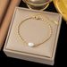 Instagram Trendy Internet Celebrity For Female Niche, Non Fading Natural Freshwater Pearl Oval Gold Bean Titanium Steel_ipsvogv.com