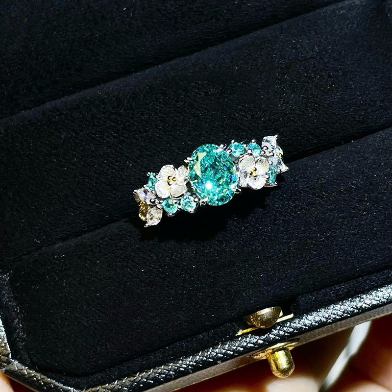 Embroidered Ball Blue Zircon For Vintage Women's Internet Popularity, Light Luxury, High Quality, Exquisite Finger Ring Popularity, Luxury, Quality,_ipsvogv.com