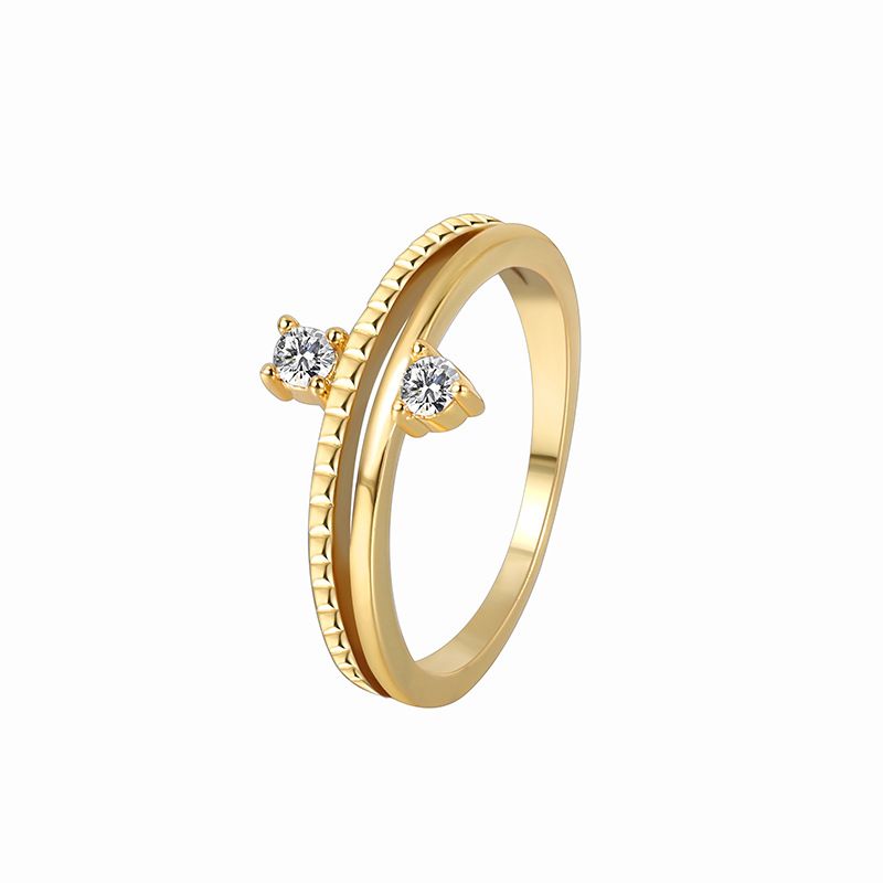 Brass Gold Plated Joint Ring One Piece Delivery Fashion Personality Inlaid Double Zircon Ring_ipsvogv.com