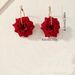 Unisex Big Red Bright Rose Hoop Ear Clip Earrings Exquisite Elegant Gentle Holiday Daily Travel Tassel_ipsvogv.com