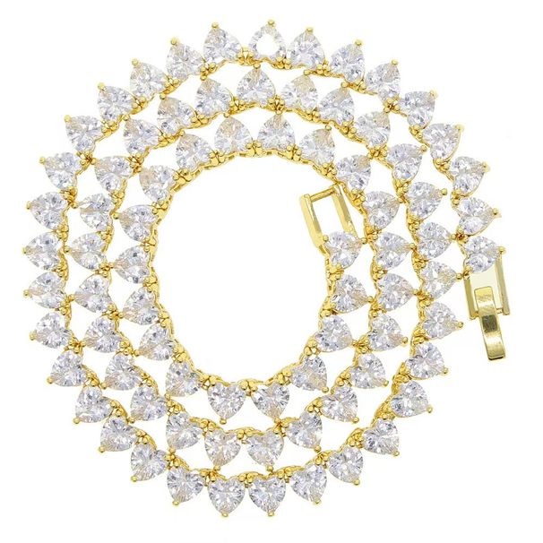 【】Ins Style Heart Zircon Tennis Chain Hip-Hop Inlaid Diamond Fashion Bracelet Necklace Light Luxury Niche_ipsvogv.com