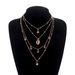 Women's full diamond six pointed star pendant necklace Multi layer hip hop retro rhinestone shell necklace_ipsvogv.com