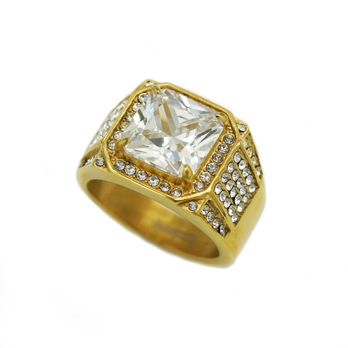 316 stainless steel gold plated full diamond luxury inlaid 3A zircon hip hop men's ring_ipsvogv.com