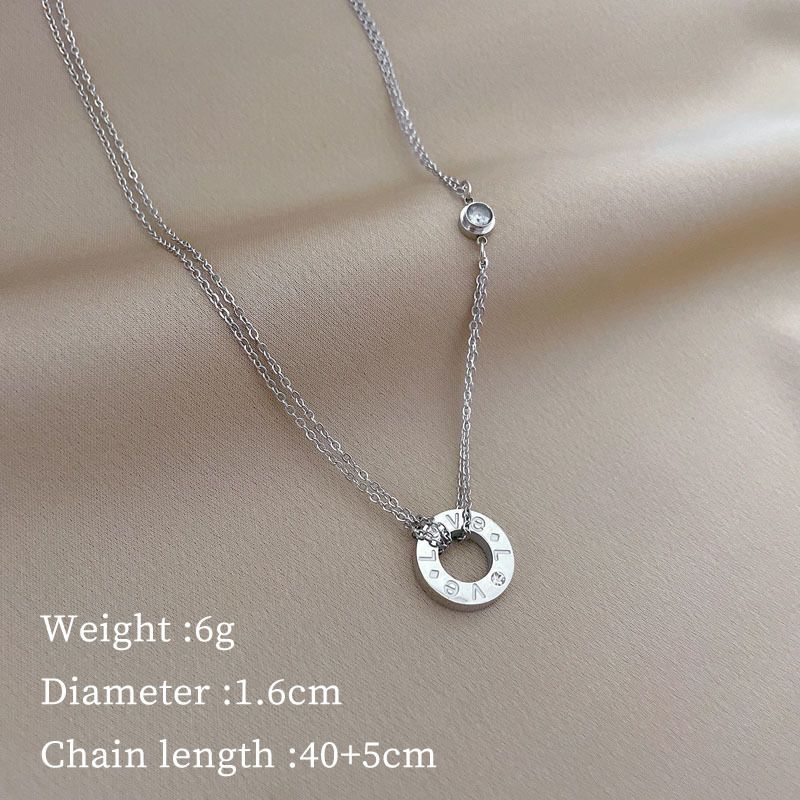 Body 【 Full Titanium Steel 】 Circle LOVE Personality Extremely Simple Wind Furnace Real Gold Necklace For Women 【 】_ipsvogv.com