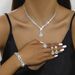 2024 Fashion Bridal Jewelry Set Four-Piece Full Diamond Tassel Necklace Earrings Bracelet Ring_ipsvogv.com