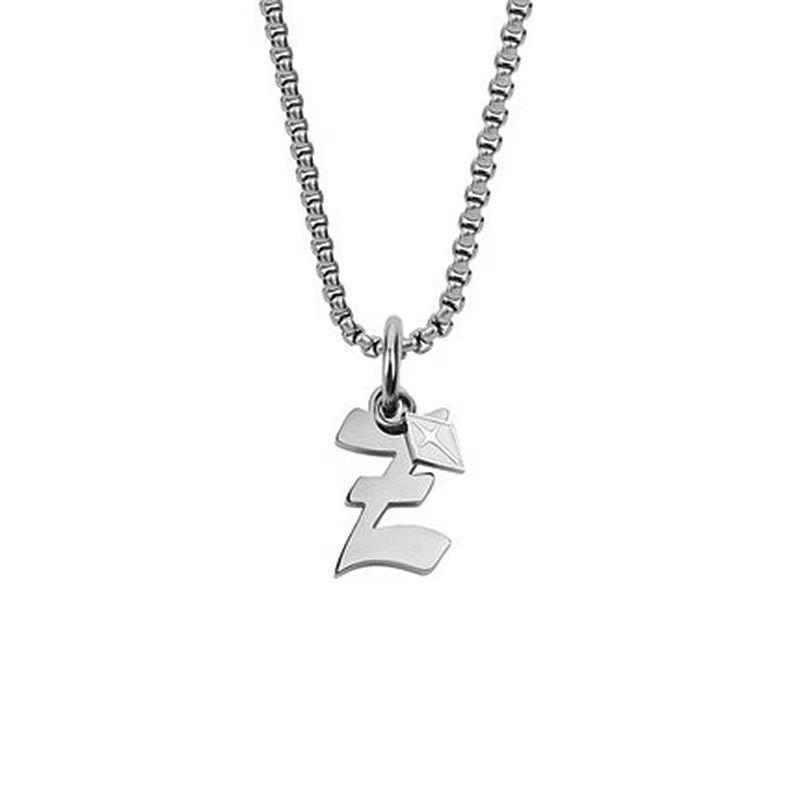 hot selling stainless steel ins cold style 26 letter necklace does not fade men's trendy simple titanium steel jewelry_ipsvogv.com