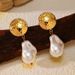 Women’s Jewelry Set Fashion INS Niche Design Style Titanium Steel Earrings Stainless Steel Plated Gold Pearl Pendant Irregular Earrings For Women_ipsvogv.com