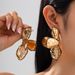 Ins Style Metal Pleated Petal For Women With Exaggerated Three-dimensional Flower Border Earrings_ipsvogv.com