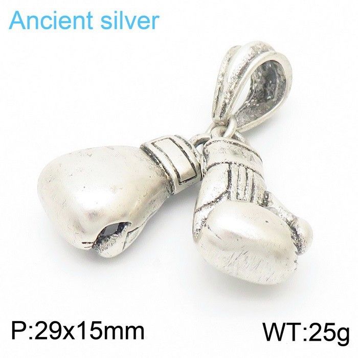 Men's Jewelry Boxing Glove Titanium Steel Pendant Necklace For Men - Stylish U-Shaped Design With Twist Chain In Steel, Gold, Antique Silver & Black_ipsvogv.com