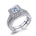 Diamond Studded Fashion Luxury High End Design Engagement Wedding Couple Combination Square Diamond Ring_ipsvogv.com