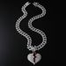 Hip hop style diamond shattered red heart pendant men's Cuban personalized collarbone chain hoodie necklace_ipsvogv.com