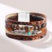 Women's Jewelry Retro Feather Bracelet Trendy Personality Blue Turquoise Bracelet Gravel Multi Layer Leather Bracelet_ipsvogv.com