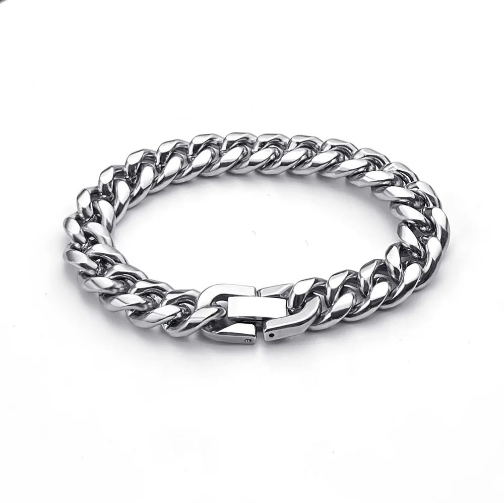 Titanium Clasp Round Polished Encrypted Stainless Steel Cuban Chain Bold Versatile Men's Jewelry Bracelet_ipsvogv.com