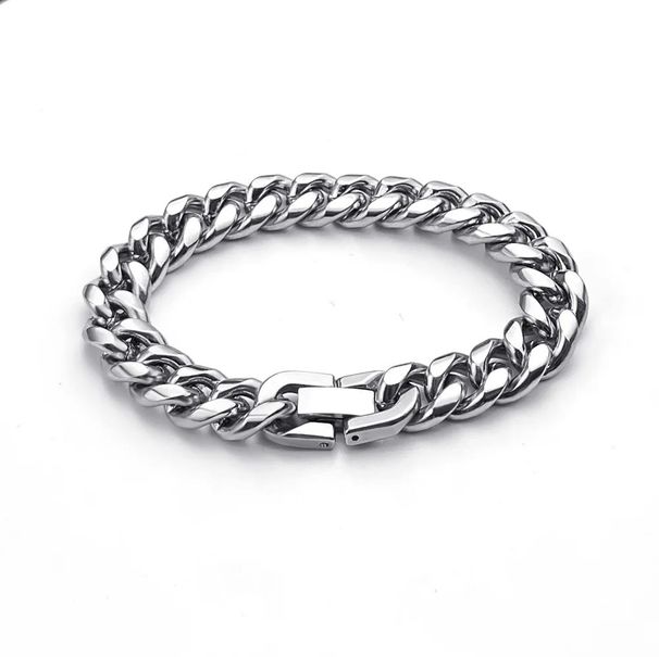 Titanium Clasp Round Polished Encrypted Stainless Steel Cuban Chain Bold Versatile Men's Jewelry Bracelet_ipsvogv.com