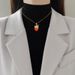 Fruit 【 】 Strawberry Light Luxury Charm Gorgeous Full Diamond Necklace Women's Versatile Clavicle Titanium Steel Chain 【 】_ipsvogv.com