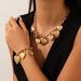 Floral Peach Heart Pendant OT Buckle Necklace Exaggerated Metal Heart-shaped Collarbone Chain Set_ipsvogv.com