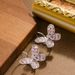 French Sweet Cute Little Fresh Diamond Studded Butterfly With Ear Buckles, Feminine Temperament, Simple And High-end_ipsvogv.com