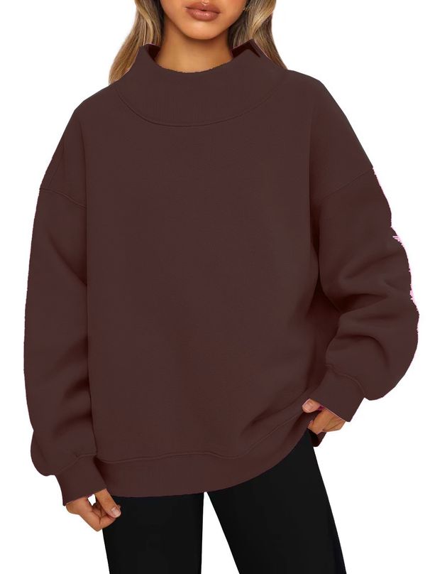 Women's sweatshirt long sleeve turtleneck pullover sweatshirt casual sweatshirt fleece top_ipsvogv.com