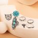 New Bohemian Style Floral Elephant Multi-layer Turquoise Ring 7-piece Set_ipsvogv.com