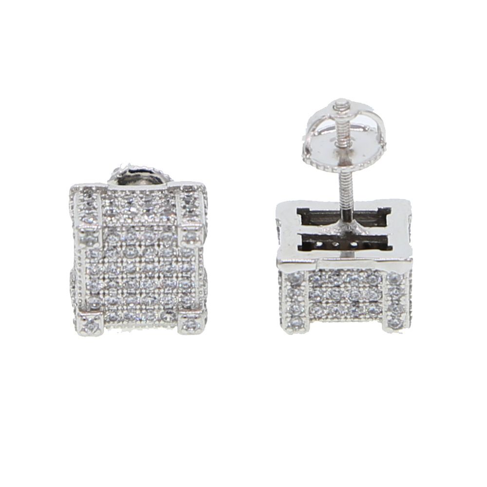 INS New Square Round Zircon Earring Ship Hop Simple Classic Popular Earrings_ipsvogv.com