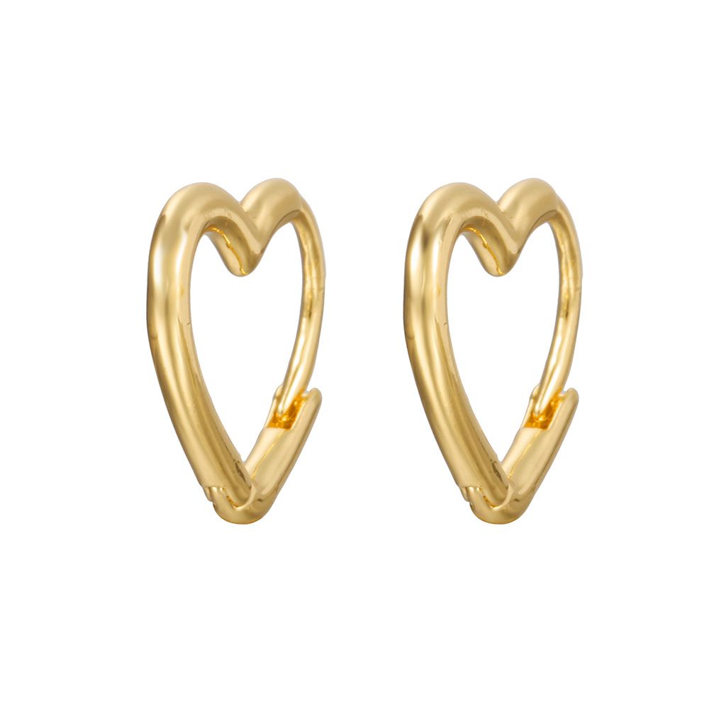 Unisex Copper Plated Real Gold Heart Earrings Versatile Light Luxury Temperament Atmospheric Female High Grade Earrings Niche_ipsvogv.com