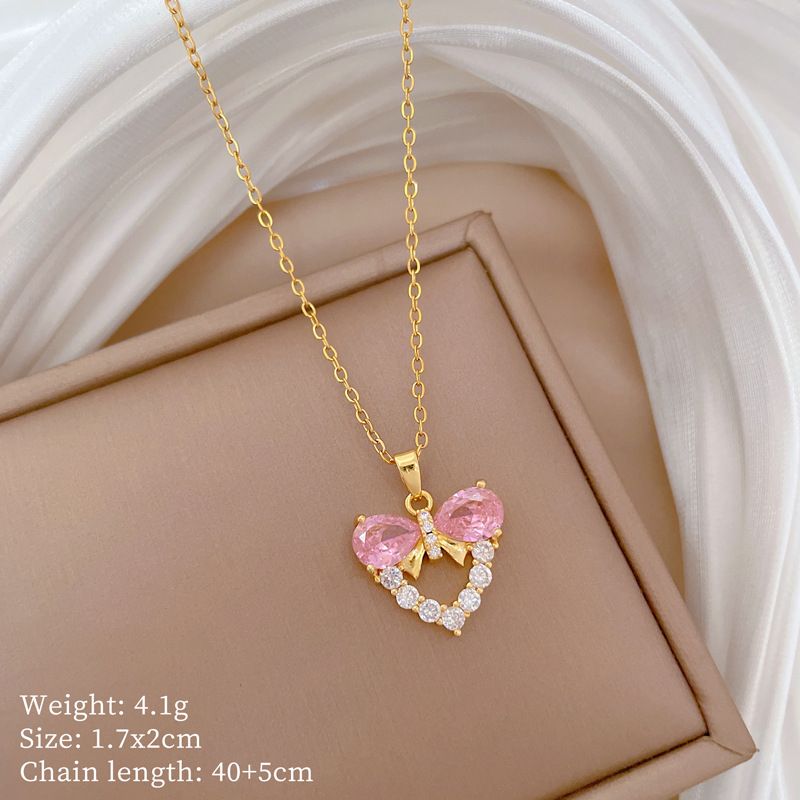 Butterfly 【 】 Knot Love Zircon Light Luxury Charm Gorgeous Full Diamond Necklace Women's Versatile Clavicle Titanium 【 】_ipsvogv.com