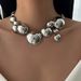Jewelry Metal Glossy Round Pendant Design Heavy Chain Clavicle Necklace_ipsvogv.com