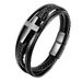 Stainless Steel Woven Bracelet Cross Genuine Leather Multi-layer Men's Jewelry L20158_ipsvogv.com