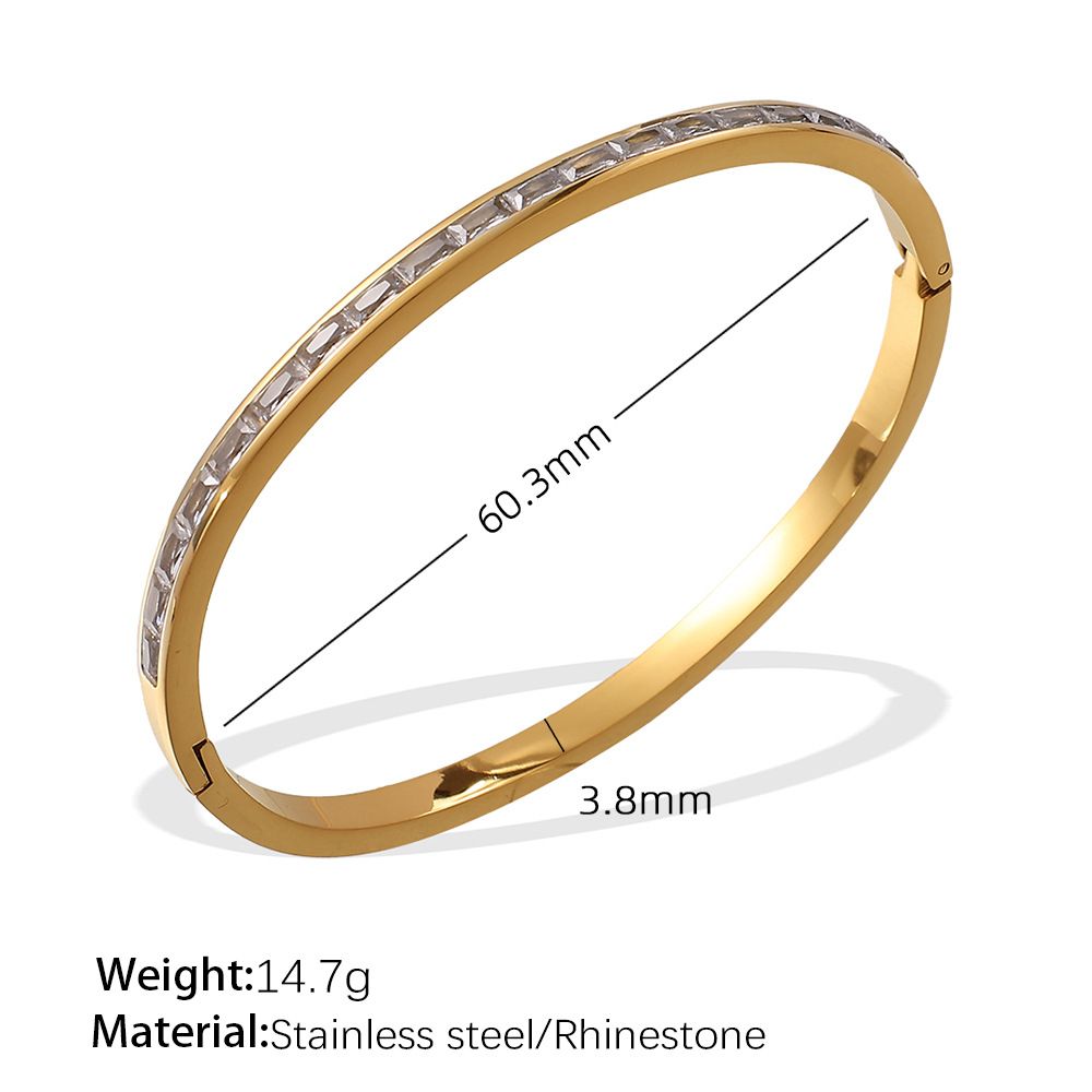 Women's Jewelry French Stainless Steel Bracelet Sweet Fresh Hand Jewelry Does Not Fade Narrow Version Half Circle Full Diamond Buckle Bracelet_ipsvogv.com
