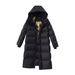 Women's Clothing Winter New Black Gold New winter coats Mid Length winter coats Jacket Women's Temperament Hooded Windproof Over Knee_ipsvogv.com