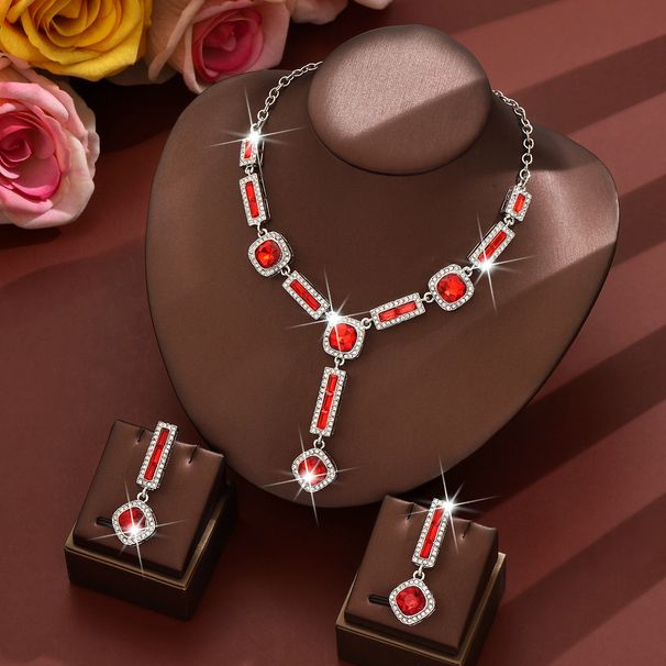 Women’s Jewelry Set Fashion Fashion EU Alloy Cube Necklace Earrings Earrings Heavy Duty High End Clavicle Chain Fashion Evening Dress Accessories_ipsvogv.com