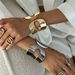 Exaggerated Large Light Surface Hollow Double Ring Bracelet For Women, Featuring Metallic Style, Personalized Geometric_ipsvogv.com