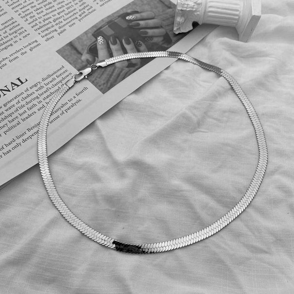 Hip Hop Engraved Snake Bone Necklace High Street Basic Blade Chain Bright Simple Ins Street Men And Women Titanium Steel Trend_ipsvogv.com