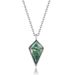 Natural geometric green moss stone necklace S925 silver package inlaid water grass agate clavicle chain versatile_ipsvogv.com