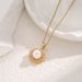 Fashionable New Necklace with Micro Full Diamond Freshwater Pearl Sunflower Pendant Titanium Steel Lock Bone Chain_ipsvogv.com