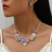 Ins Super Fairy Colored Flower Jewelry Set Personalized Daisy Niche Design Alloy Necklace Earrings_ipsvogv.com