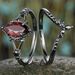 Dark Red Zircon Lava Horse Eye Gun, Black Pair Ring, Female_ipsvogv.com