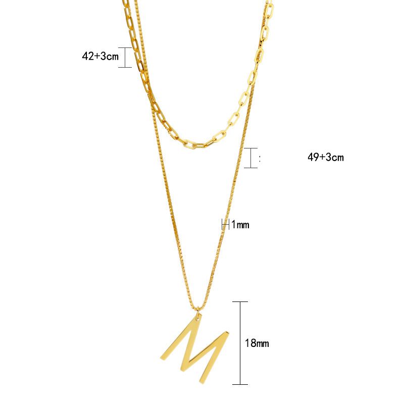 Sterling silver gold plated double-layer letter pendant light luxury all-match clavicle chain female niche design high-grade_ipsvogv.com
