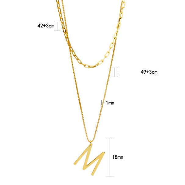 Sterling silver gold plated double-layer letter pendant light luxury all-match clavicle chain female niche design high-grade_ipsvogv.com